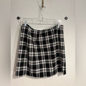 Plaid Mini Skirt with Thigh slit